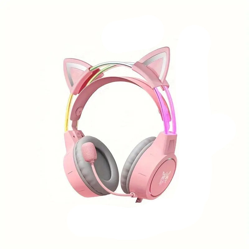 RGB Cat Ear Wired Gaming Headset with Mic