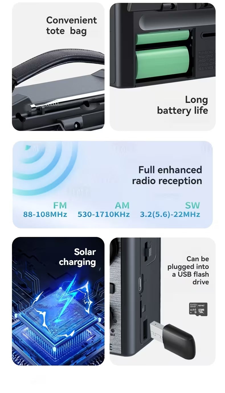 Solar Radio Wireless FM/AM/SW MP3 Player