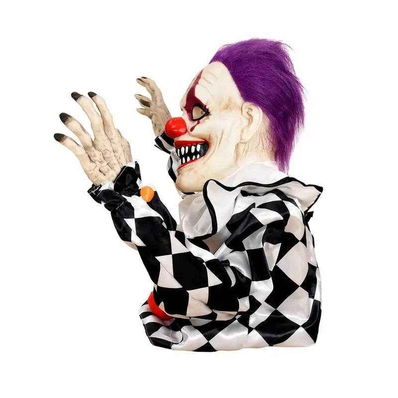 Swaying Halloween Clown Decoration with Red Eyes