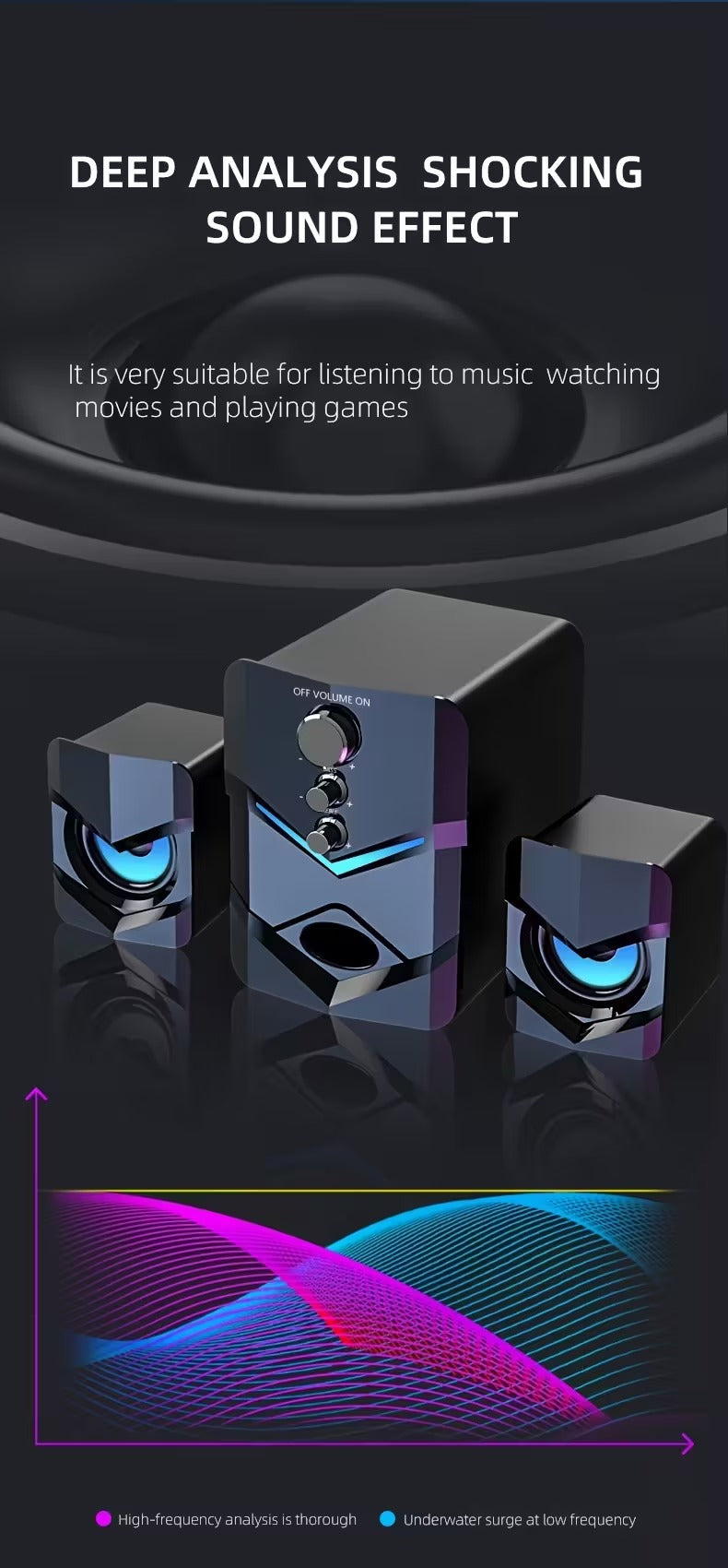 2.1 Stereo Desktop Speaker with LED Lighting