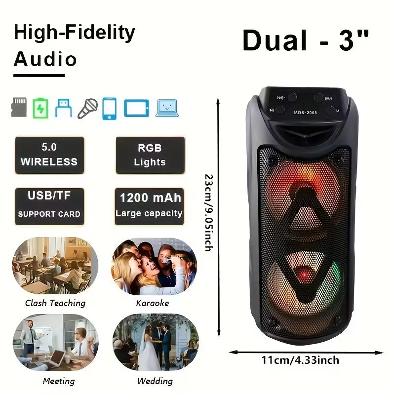 Dual Stereo Wireless Speaker with RGB Lights