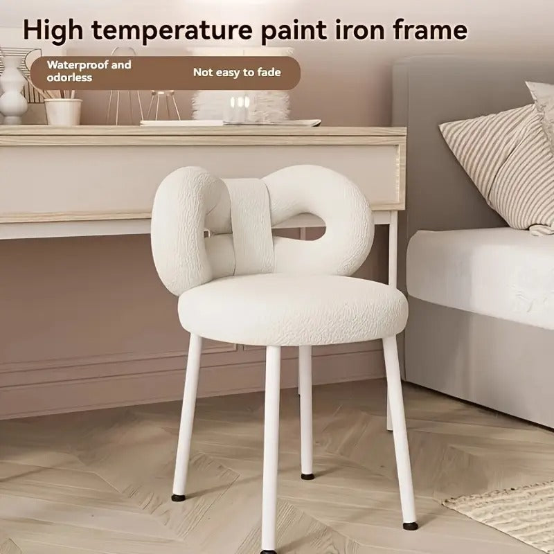 Vanity Stool with Bow Backrest Butterfly Design