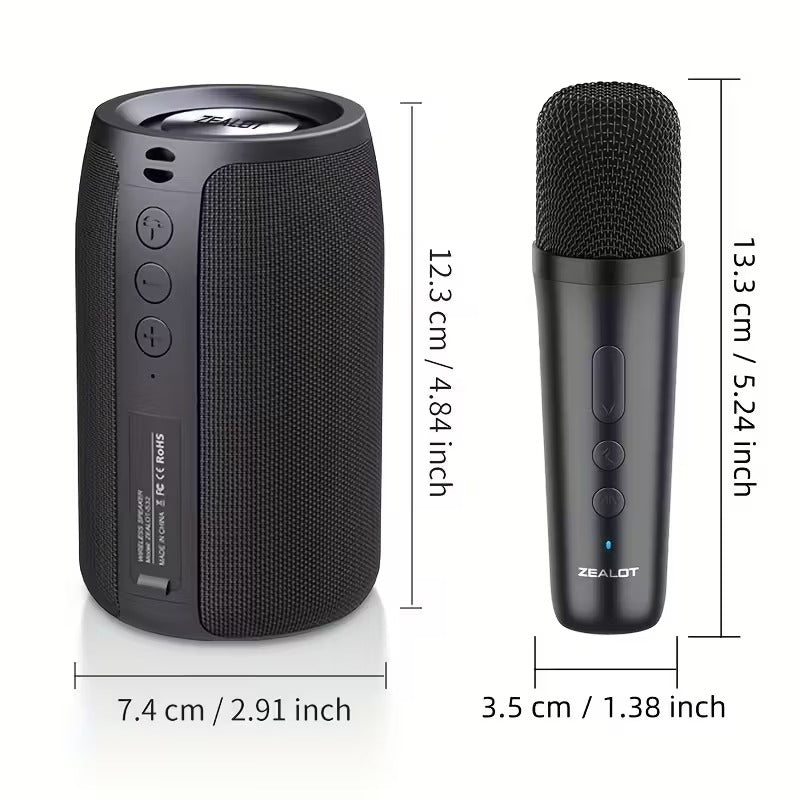 Wireless Speaker with Dual Karaoke Microphones