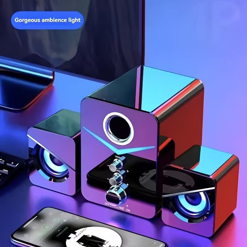 9D Surround Sound 2.1 Channel USB Speakers