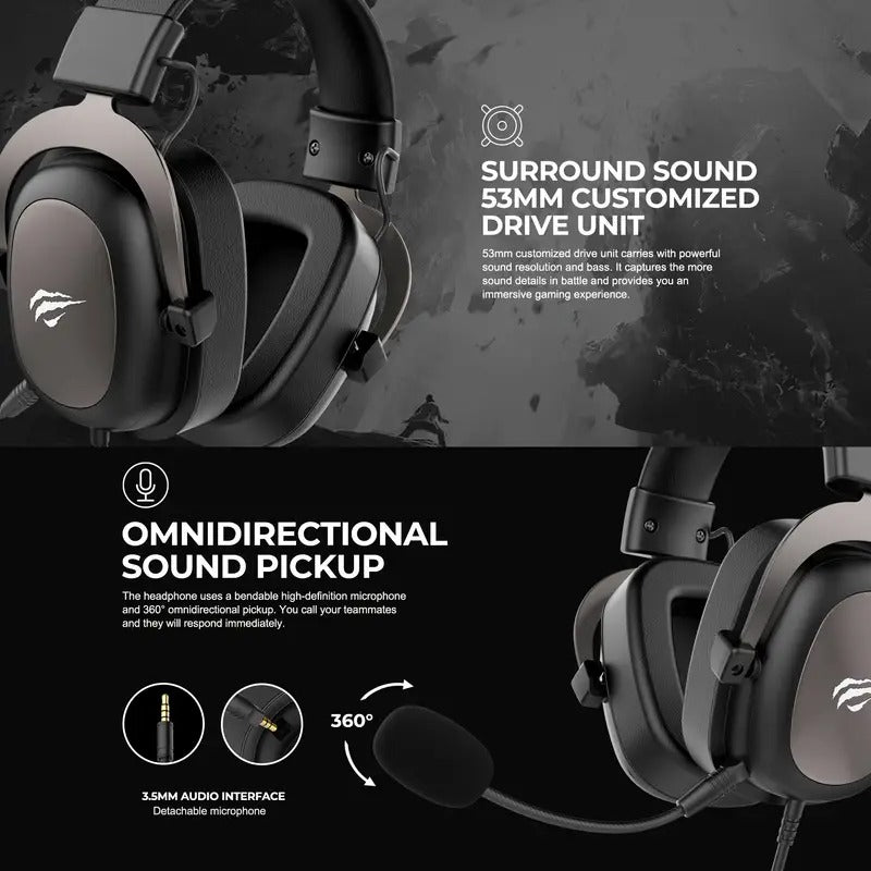 Wired Gaming Headset and Surround Sound with Mic