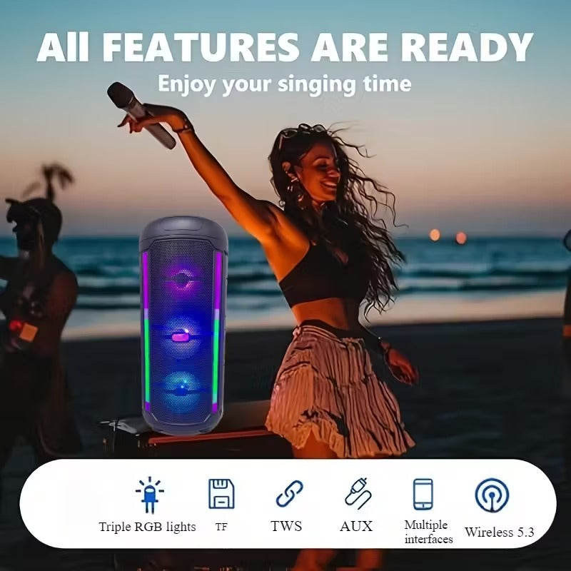 5000W Dual 9cm PA Speaker with Mic & Colorful Lights