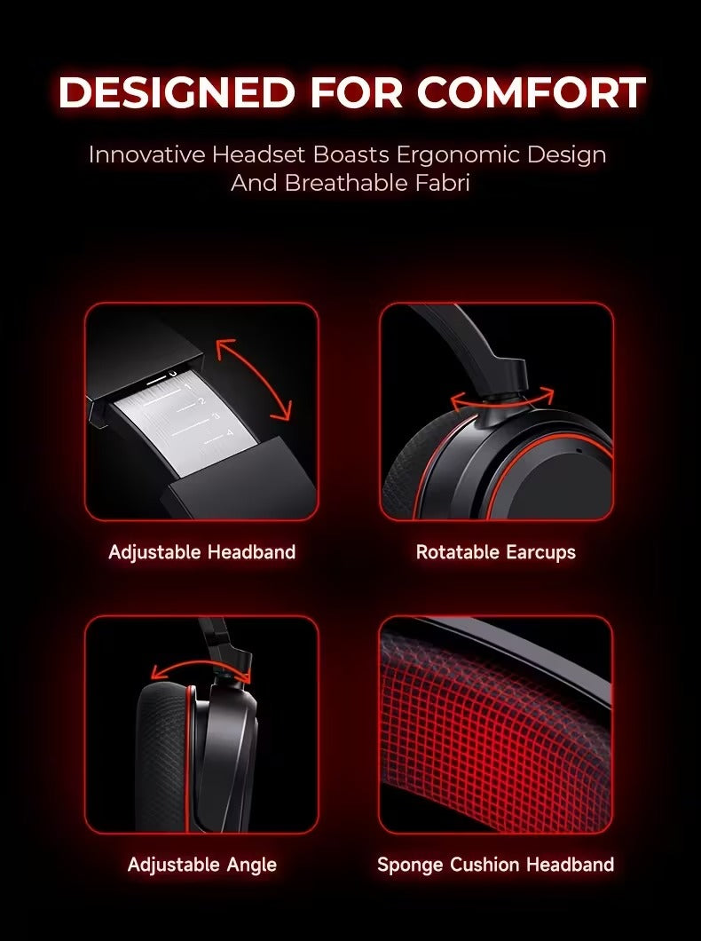 Wireless Gaming Headset Surround Sound RGB Mic