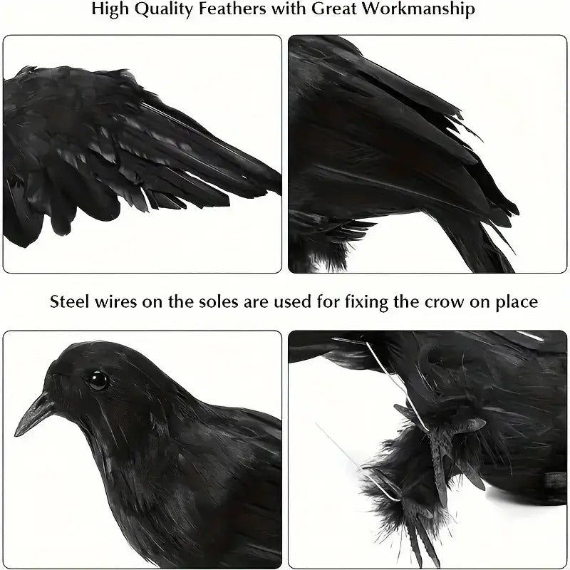 Crow Decorations with Spread Wings (2pcs)