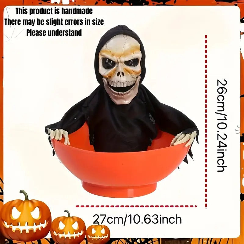 Halloween Skeleton Candy Plate with Witch Hat
