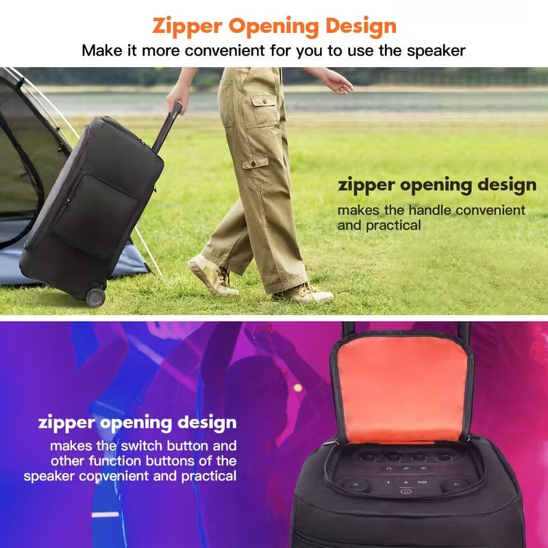 Fabric Speaker Cover with Zipper Storage Bag