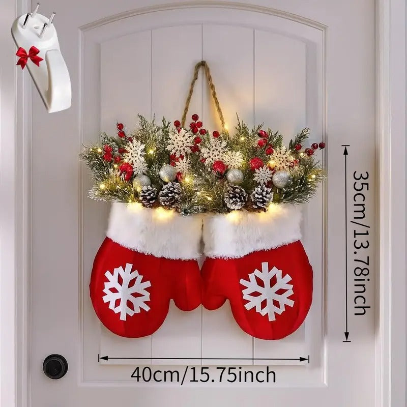Christmas Wreath with Red Berries & Snowflake Design