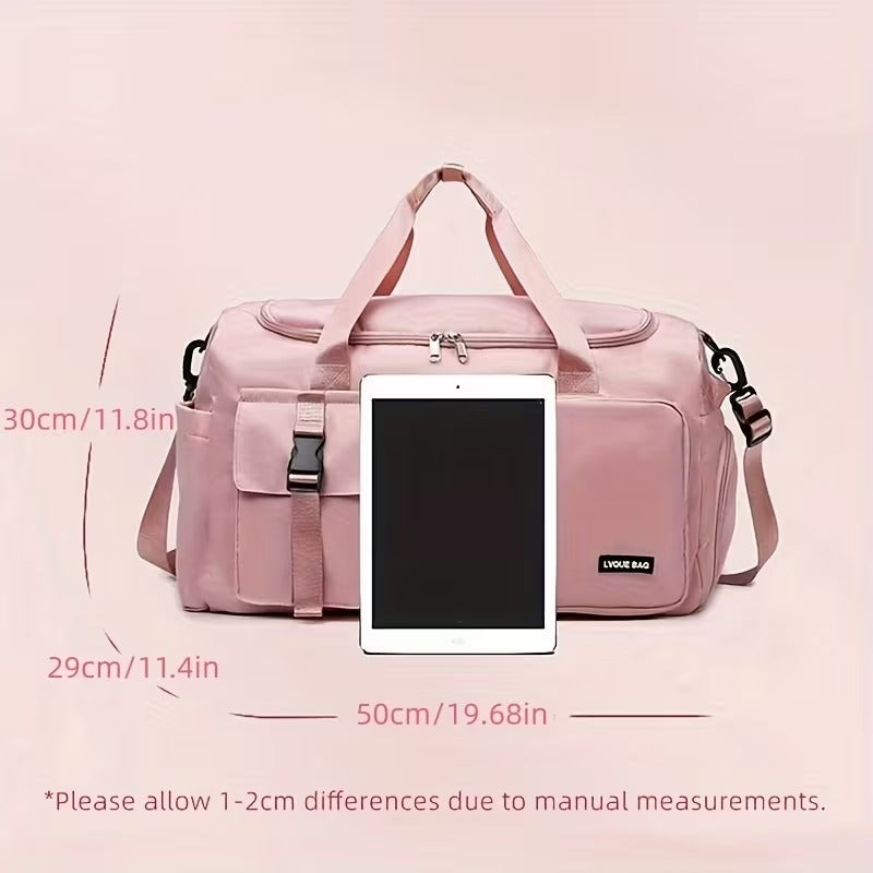 Pink Nylon Duffel Bag for Travel and Gym