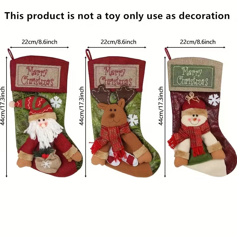 Christmas Stockings Polyester Hanging Decorations (3 pcs)