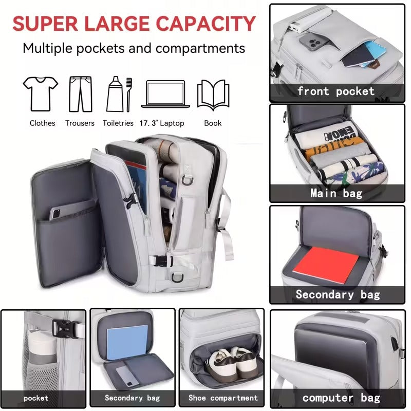 Airline Carry-On Backpack with USB Port & Laptop Compartment