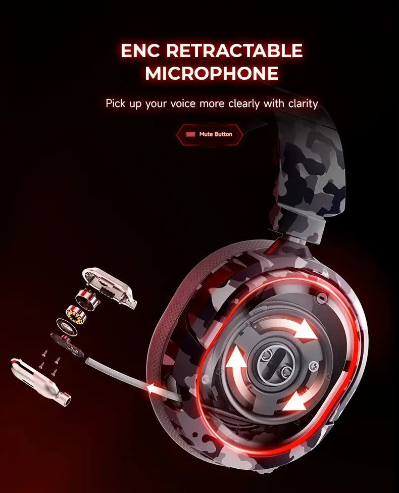 Wireless Gaming Headset with Surround RGB Noise Reduction Mic