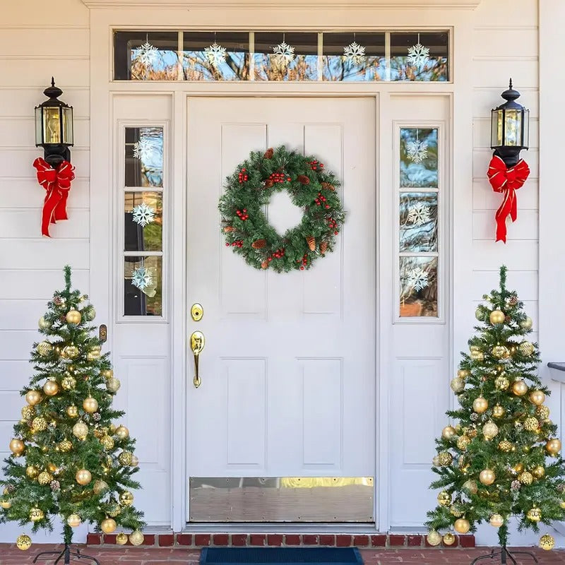 Classic Christmas Wreath with Pine Cones and Berries