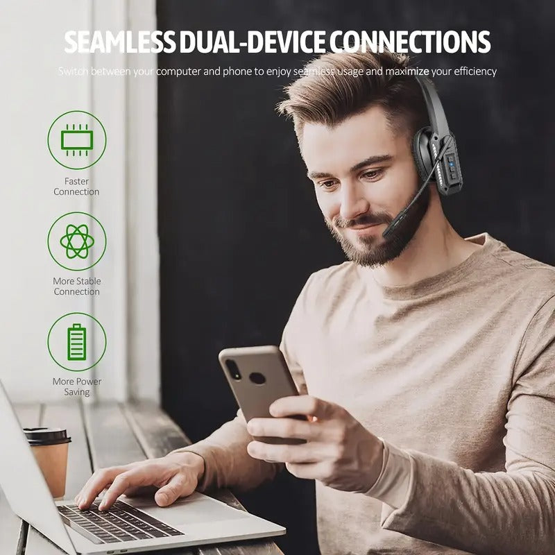 Wireless V5.3 Headset with Mic 60Hrs Playtime