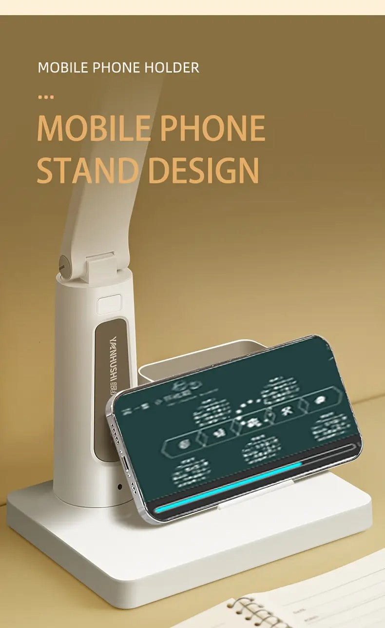 Desk Lamp with Adjustable Arm and Phone Holder