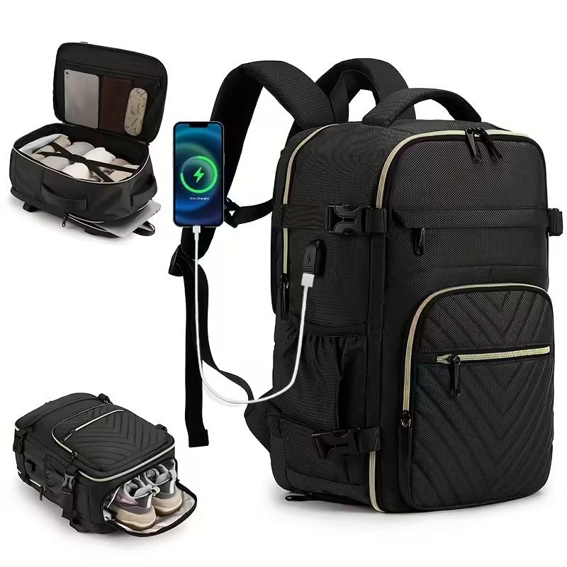 Women’s Large Capacity Laptop Backpack with USB & Shoe Compartment