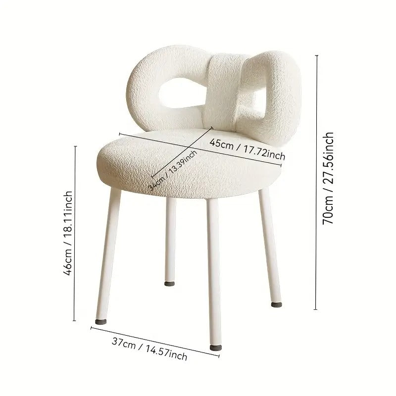 Vanity Stool with Bow Backrest Butterfly Design