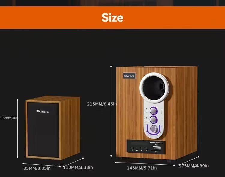 Wooden Subwoofer Stereo System with USB