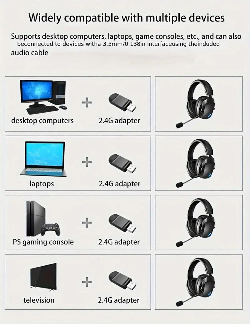 Over-Ear Gaming Headset Wireless and Wired