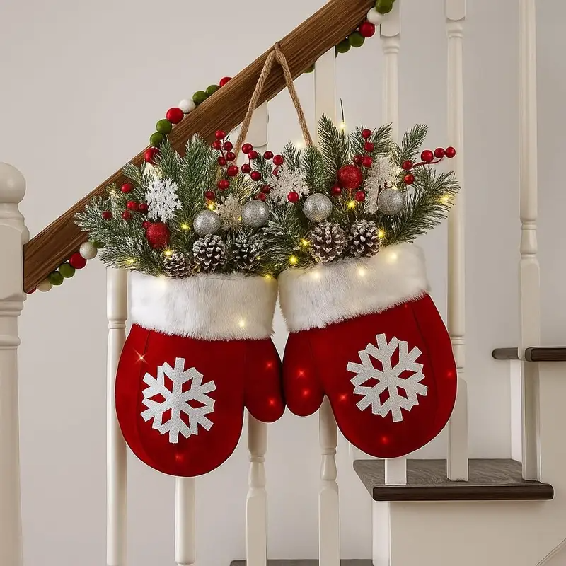 Christmas Wreath with Red Berries & Snowflake Design