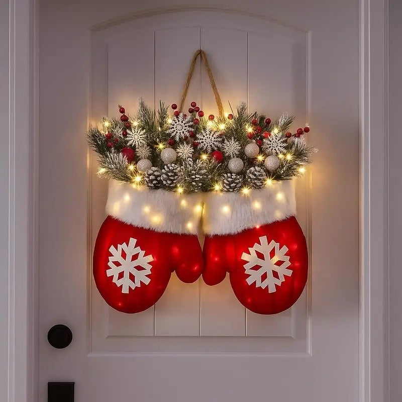 Christmas Wreath with Red Berries & Snowflake Design