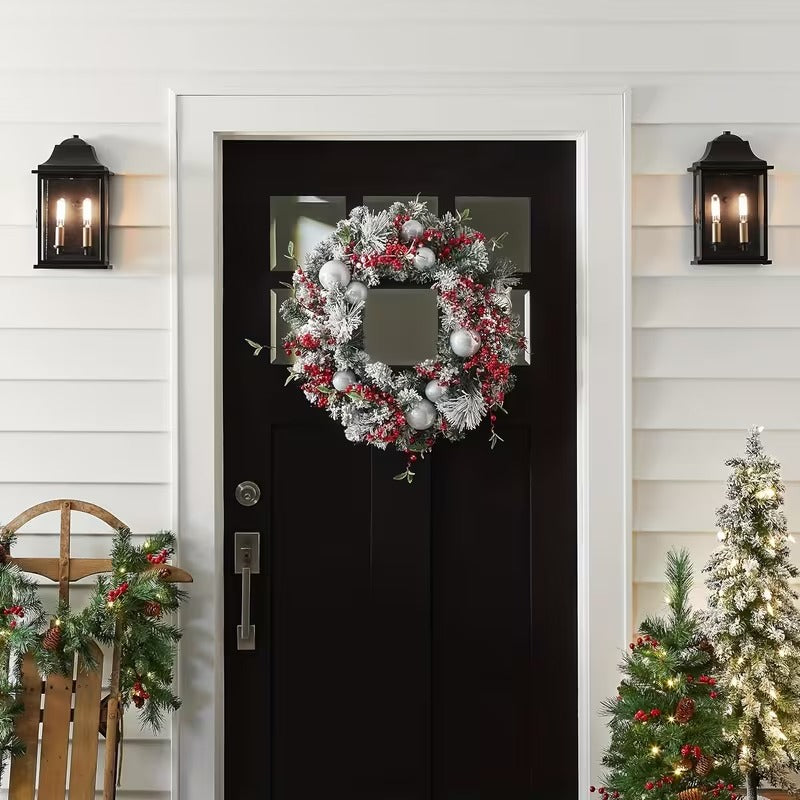 Artificial Christmas Wreath Green with Red Berries