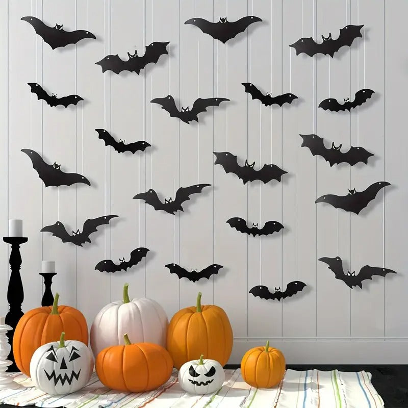Halloween Glow Bats with Hanging Decor (20pcs)