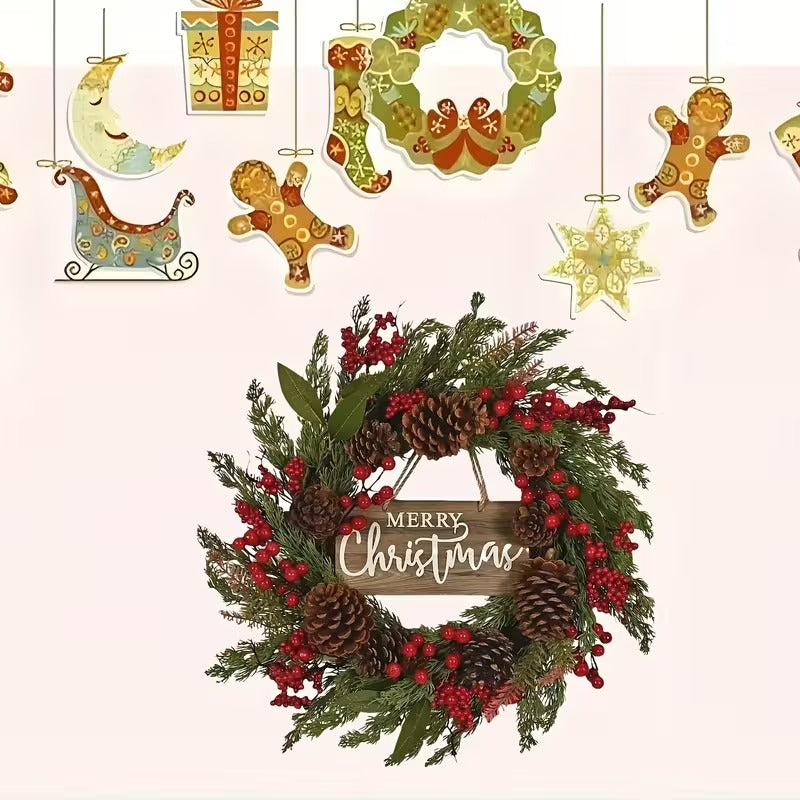 Farmhouse Christmas Wreath with Pine Cones & Berries