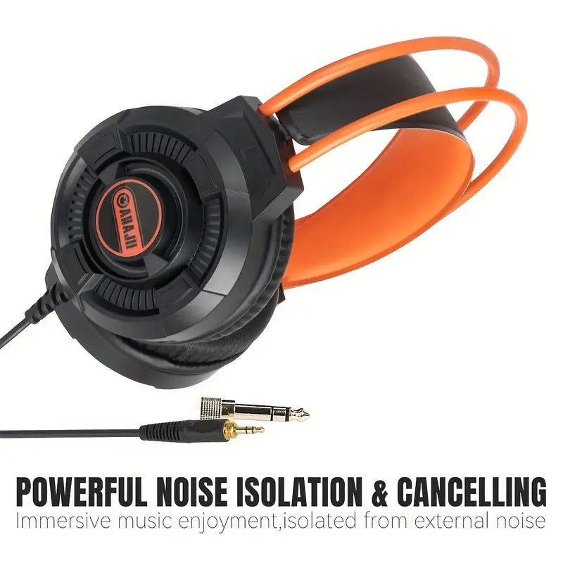Studio Monitor Headphones Orange & Black Closed-Back Design