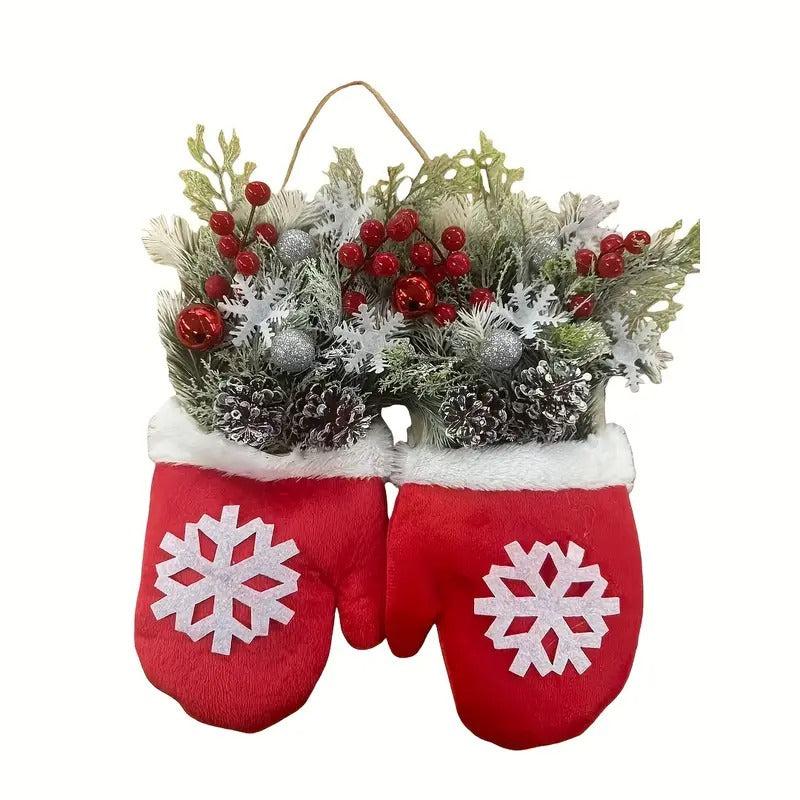 Christmas Wreath with Red Berries & Snowflake Design