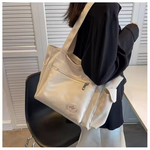 Women's Oxford Tote Crossbody Shoulder Handbag (Beige)