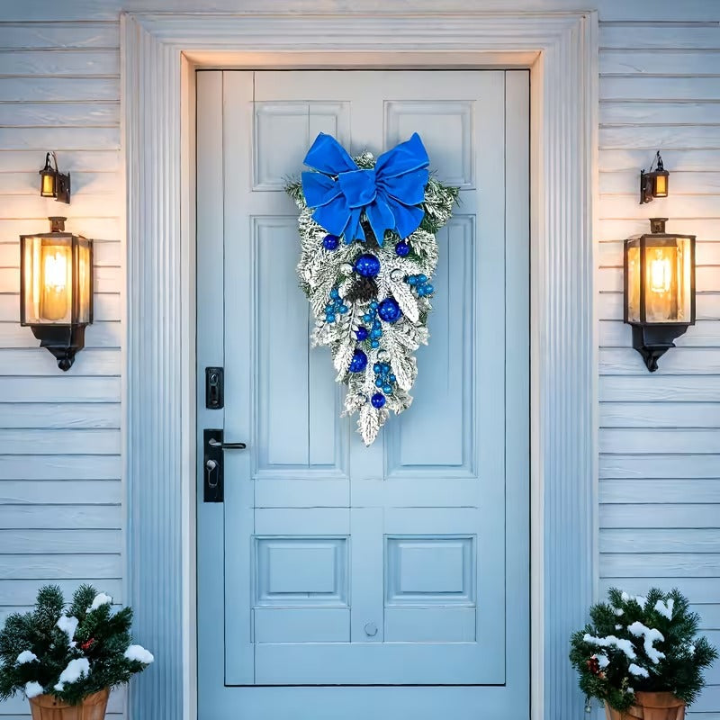 Nordic Christmas Wreath with Red Bow