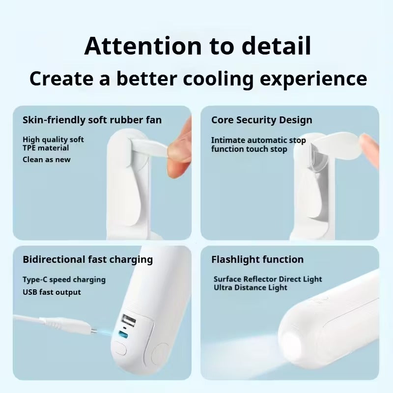 Portable Handheld Fan with LED Light