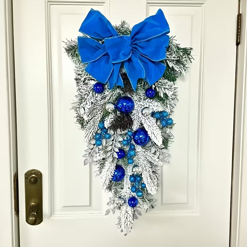 Nordic Christmas Wreath with Red Bow