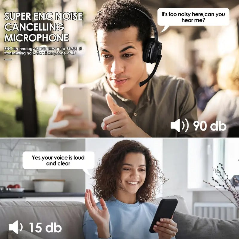 Wireless Noise Cancelling Headset for Office & Drivers