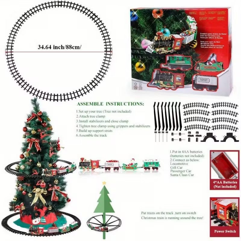 Electric Christmas Train Set with Lights and Sound