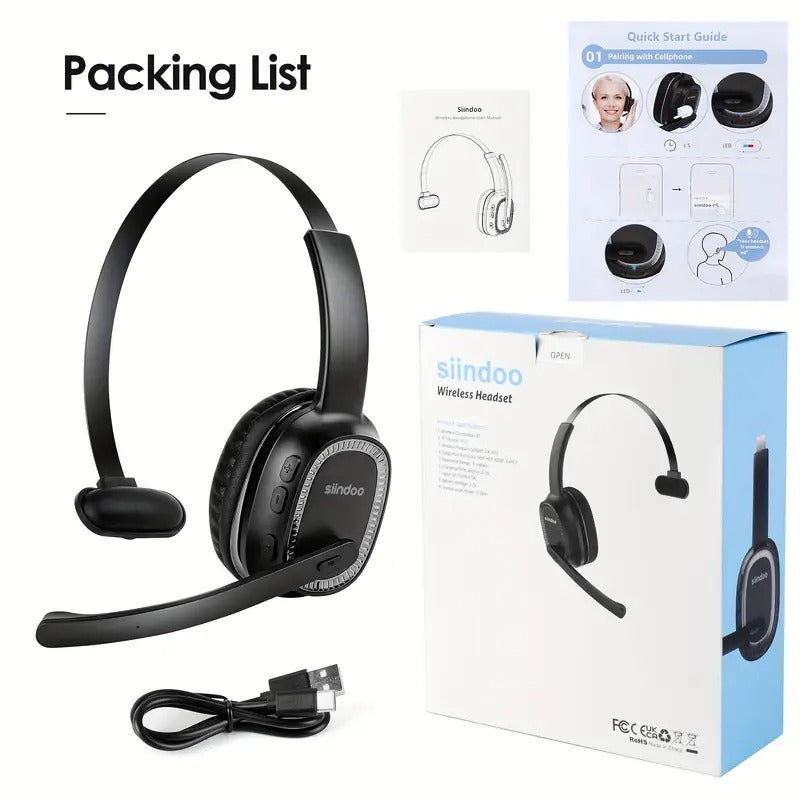 Wireless Noise Cancelling Headset for Office & Drivers