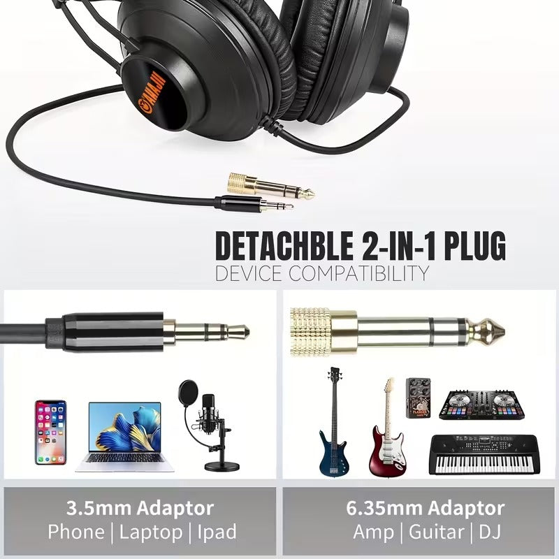 Wired Studio Monitor Headphones for Recording