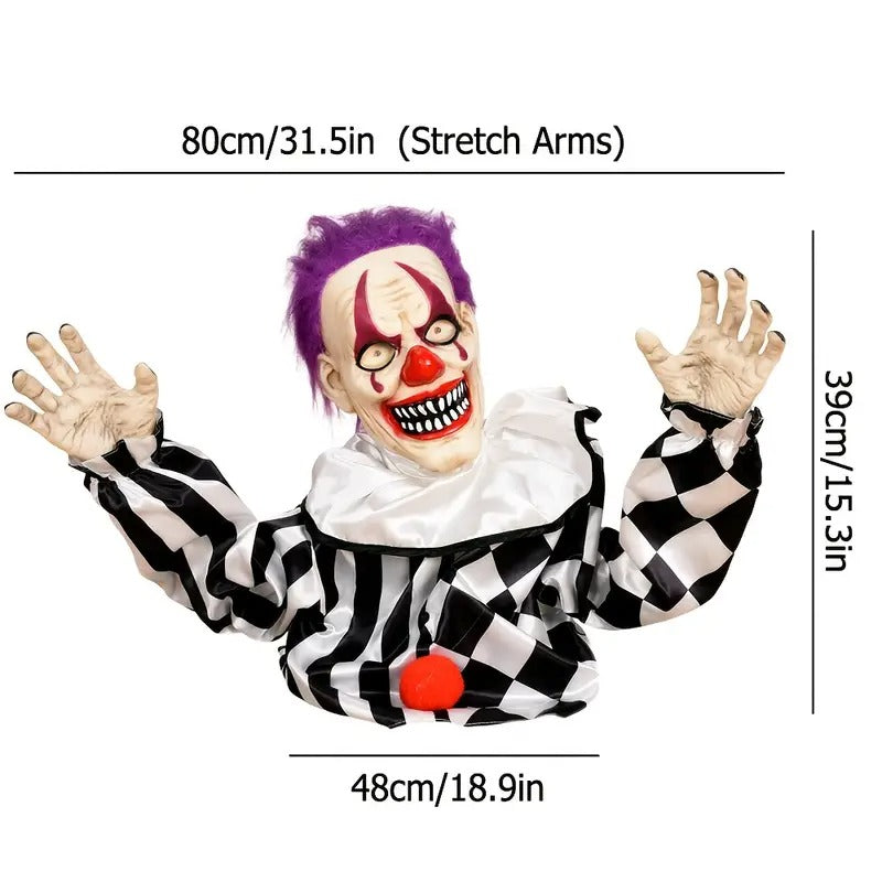 Swaying Halloween Clown Decoration with Red Eyes