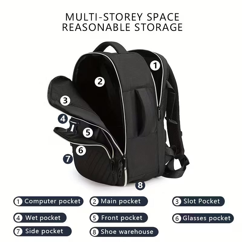 Women’s Large Capacity Laptop Backpack with USB & Shoe Compartment