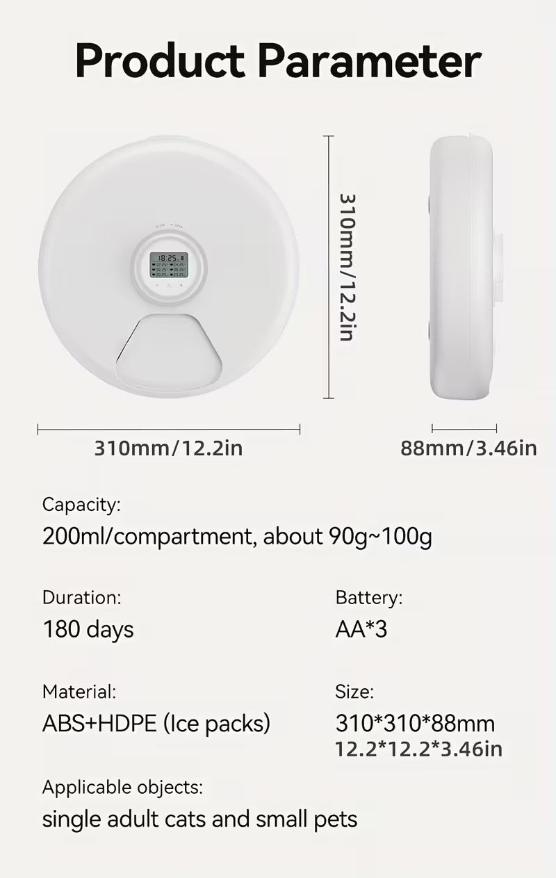 Smart 6-Meal Automatic Cat Feeder Dispenser