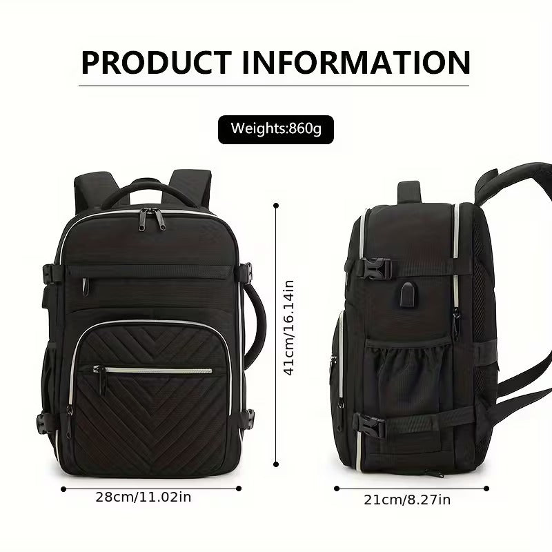 Women’s Large Capacity Laptop Backpack with USB & Shoe Compartment