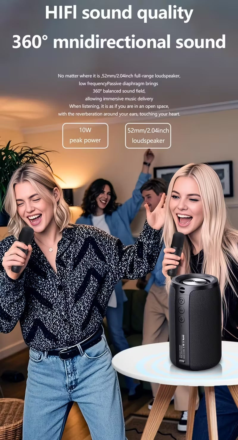 Wireless Speaker with Dual Karaoke Microphones