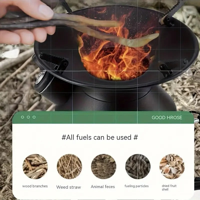 Outdoor Fire Pit Stove with Kettle