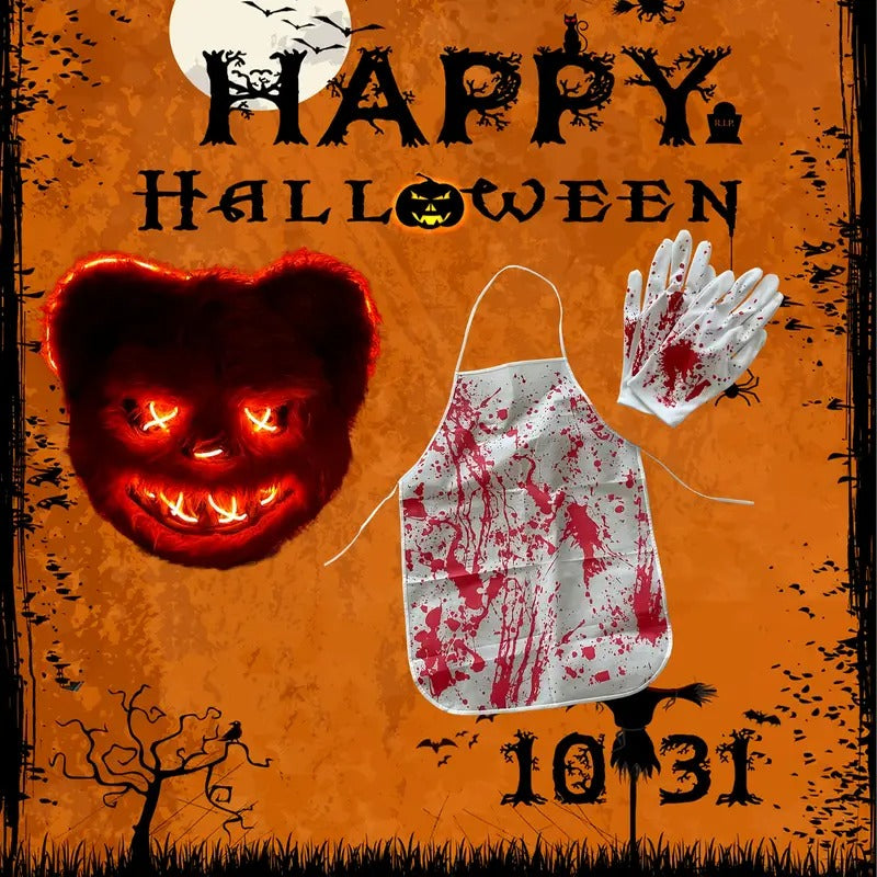 LED Rabbit and Bear Mask Set with Gloves and Apron