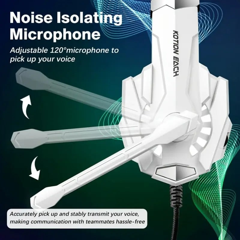 Gaming Headset with Mic LED for PS4 PS5 Xbox