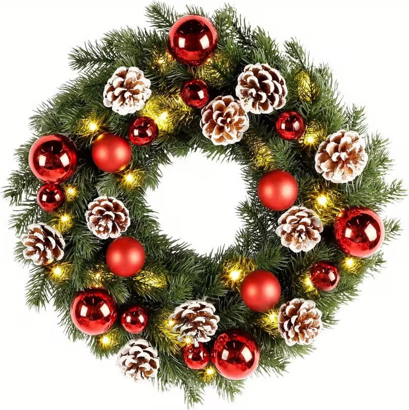 Pre-Lit Christmas Door Wreath LED Decor